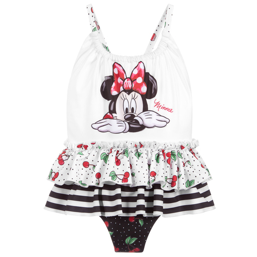 Monnalisa-White & Black Disney Swimsuit  | Childrensalon Outlet