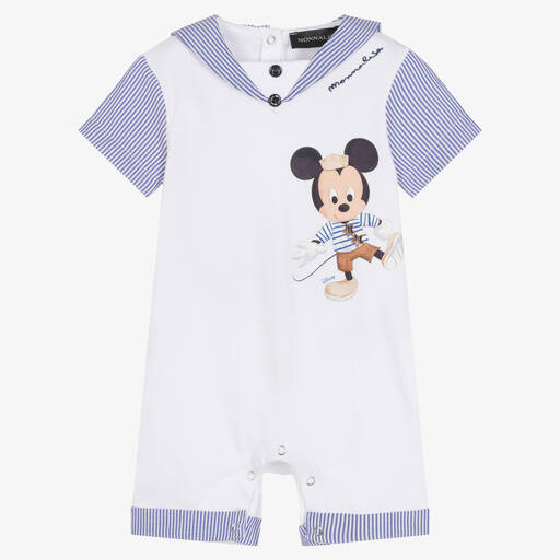 Monnalisa-White & Blue Striped Disney Shortie | Childrensalon Outlet