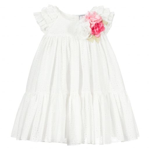 Monnalisa-White Broderie Anglaise Dress | Childrensalon Outlet