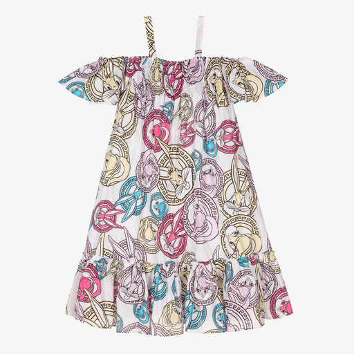 Monnalisa-White Bugs Bunny & Lola Dress | Childrensalon Outlet