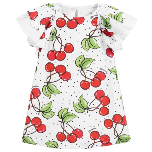 Monnalisa-White Cherry Print Dress | Childrensalon Outlet