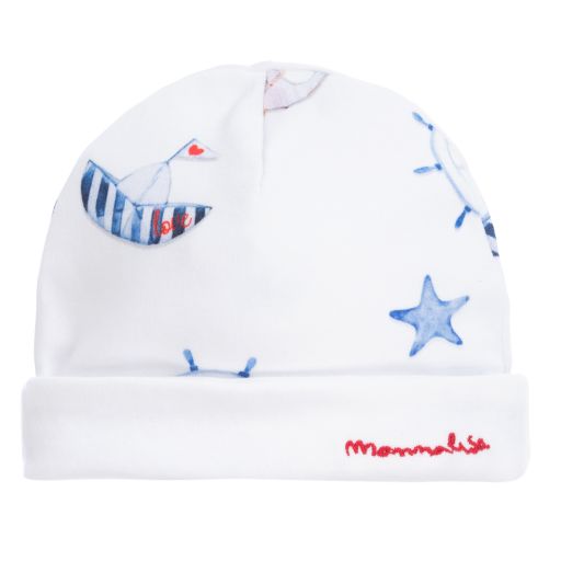 Monnalisa-White Cotton Jersey Hat | Childrensalon Outlet