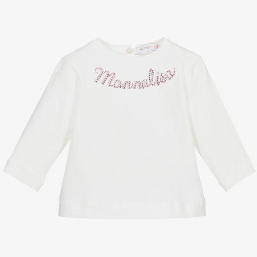 Monnalisa-Белый хлопковый топ | Childrensalon Outlet