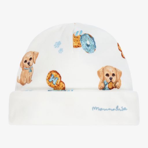 Monnalisa-White Cotton Puppy Hat | Childrensalon Outlet