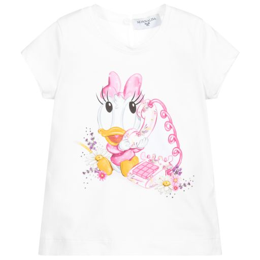 Monnalisa Бебе-Белая футболка c Дэйзи Дак | Childrensalon Outlet