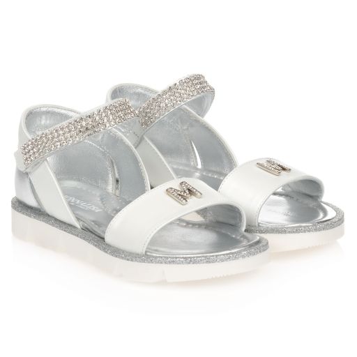 Monnalisa-White Diamanté Sandals | Childrensalon Outlet