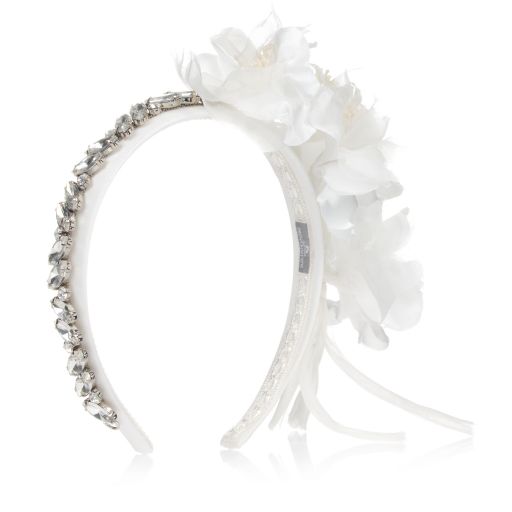 Monnalisa-Weißes Blumen-Haarband | Childrensalon Outlet