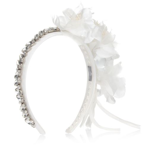 Monnalisa-Serre-tête blanc à fleurs | Childrensalon Outlet