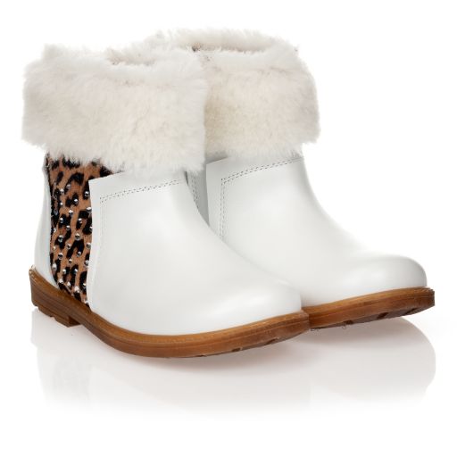 Monnalisa-White Leather Ankle Boots | Childrensalon Outlet