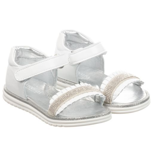 Monnalisa-White Leather Sandals | Childrensalon Outlet