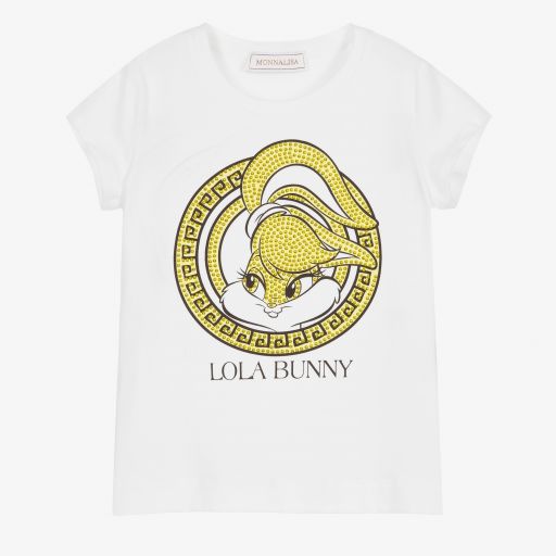 Monnalisa-White Lola Bunny T-Shirt | Childrensalon Outlet