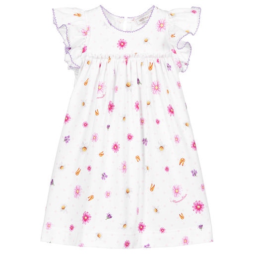 Monnalisa Bebé-White & Pink Floral Dress | Childrensalon Outlet