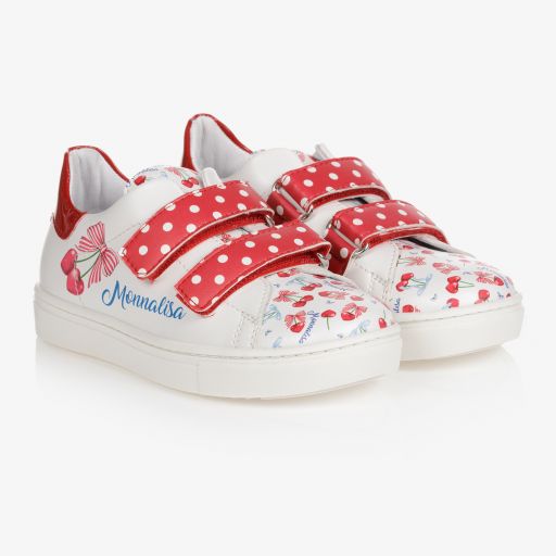 Monnalisa-Kirsch-Sneakers in Weiß und Rot | Childrensalon Outlet