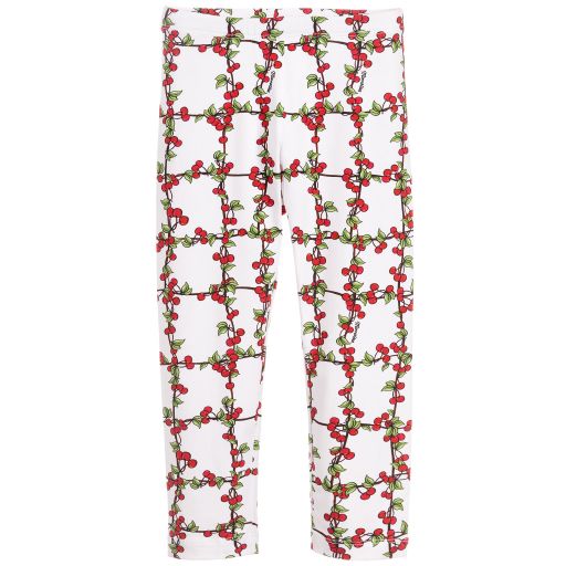 Monnalisa-White & Red Cotton Leggings | Childrensalon Outlet
