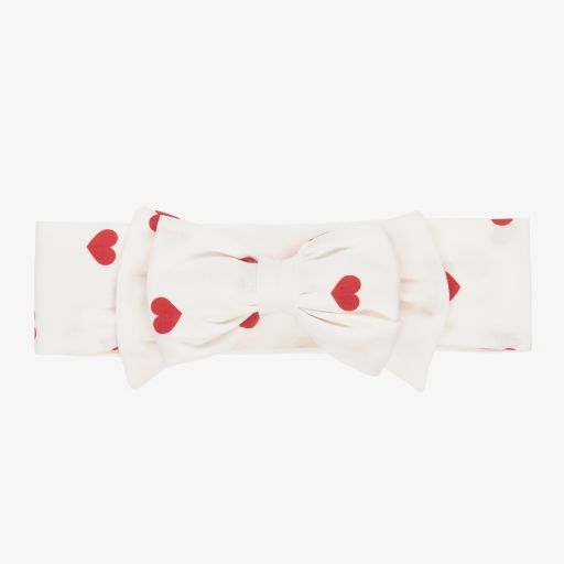 Monnalisa-Белая повязка на голову с красными сердечками | Childrensalon Outlet