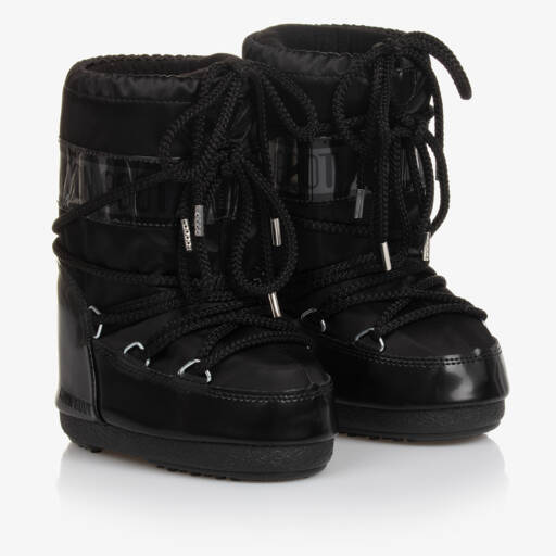 Moon Boot-Black Icon Glance Satin Snow Boots | Childrensalon Outlet