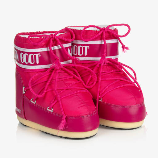 Moon Boot-Pink Logo Short Snow Boots | Childrensalon Outlet