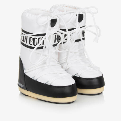 Moon Boot-White & Black Icon Snow Boots | Childrensalon Outlet