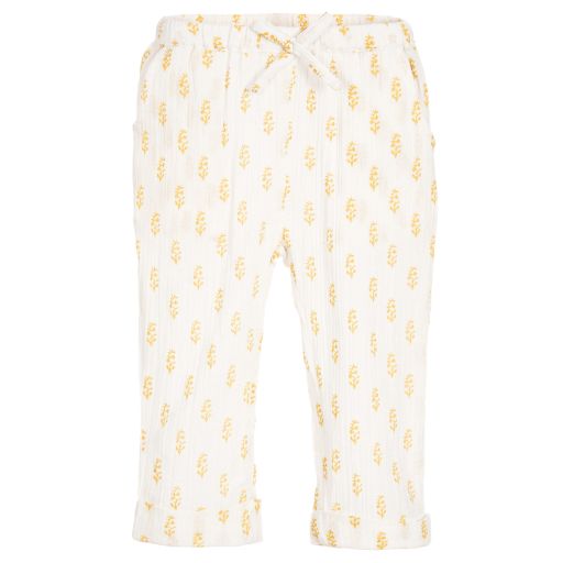 Moon et Miel-Baby Girls Ivory & Gold Trousers | Childrensalon Outlet