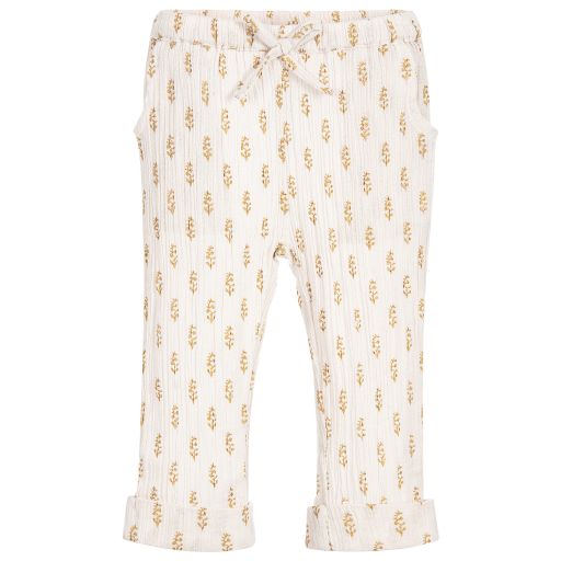 Moon et Miel-Baby Girls Pink & Gold Trousers | Childrensalon Outlet