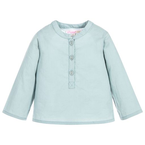 Moon et Miel-Baby Girls Teal Blue Shirt | Childrensalon Outlet
