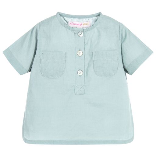 Moon et Miel-Baby Girls Teal Blue Shirt | Childrensalon Outlet