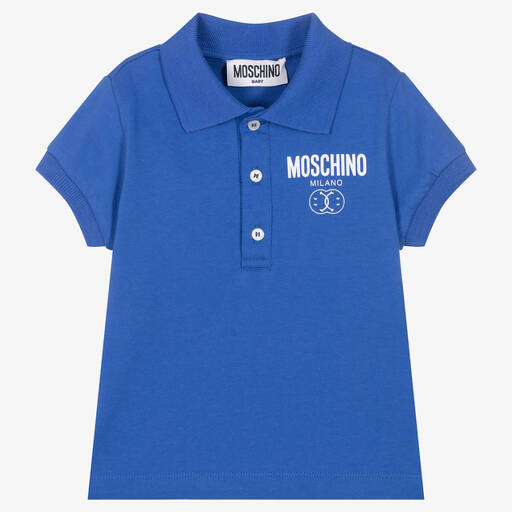 Moschino Baby-Baby Boys Blue Double Smiley Polo Shirt | Childrensalon Outlet