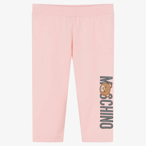 Moschino Baby-Baby Girls Pink Cotton Logo Trousers | Childrensalon Outlet