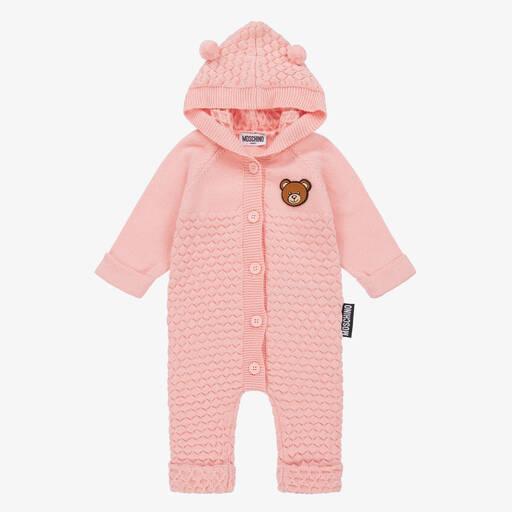 Moschino Baby-Baby Girls Pink Cotton & Wool Pramsuit | Childrensalon Outlet