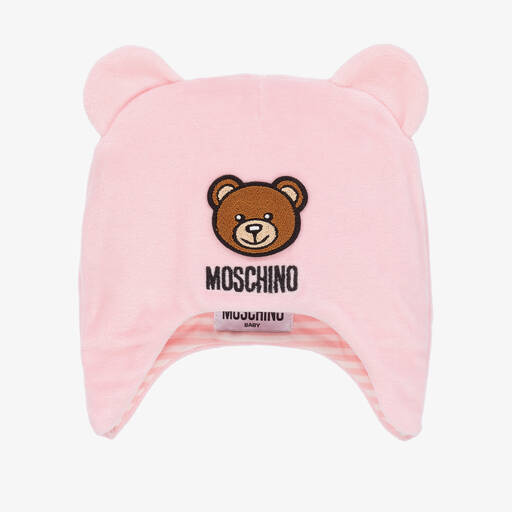 Moschino Baby-Baby Girls Pink Velour Logo Hat | Childrensalon Outlet