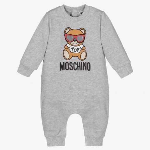 Moschino Baby-أوفرول رومبر قطن جيرسي لون رمادي للأطفال | Childrensalon Outlet