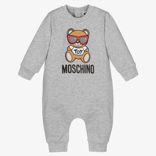 Moschino Малыши-Серый хлопковый ромпер для малышей | Childrensalon Outlet
