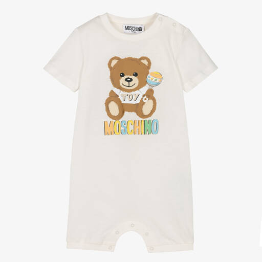 Moschino Baby-Baby Ivory Cotton Logo Shortie | Childrensalon Outlet