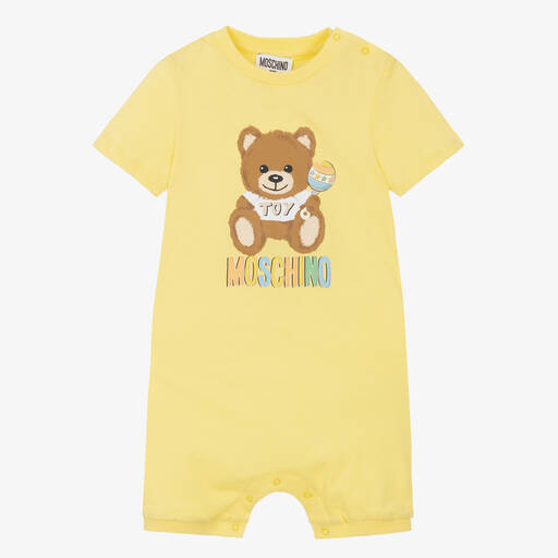 Moschino Baby-Baby Yellow Cotton Logo Shortie | Childrensalon Outlet