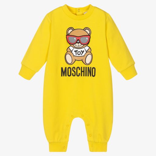 Moschino Baby-أوفرول رومبر قطن جيرسي لون أصفر للأطفال | Childrensalon Outlet