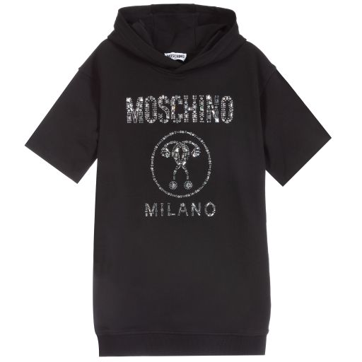 Moschino Kid-Teen-Black Cotton Jersey Dress | Childrensalon Outlet