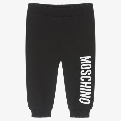Moschino Baby-Black Cotton Logo Baby Joggers | Childrensalon Outlet