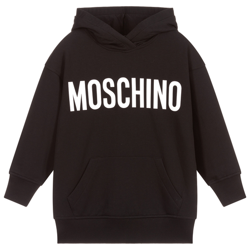 Moschino Kid-Teen-Black Cotton Logo Hoodie | Childrensalon Outlet
