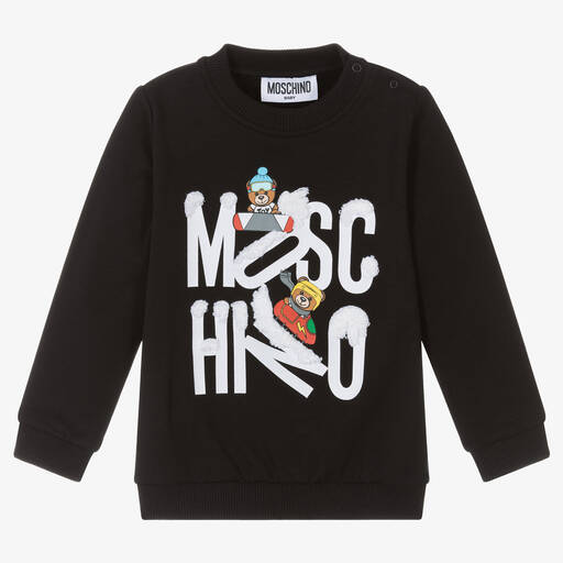 Moschino Baby-Black Cotton Logo Sweatshirt | Childrensalon Outlet