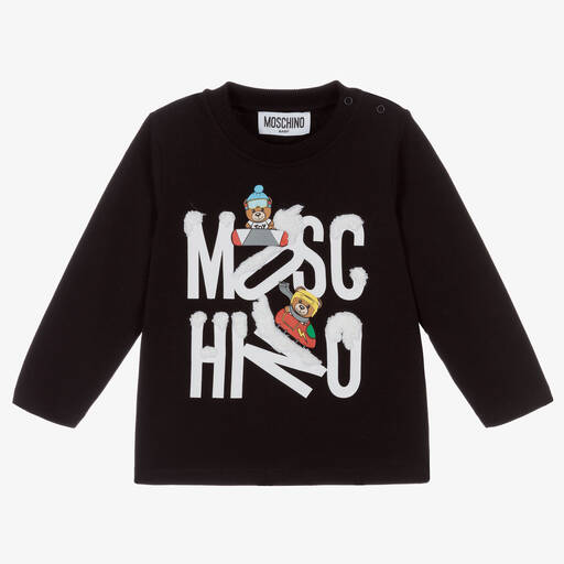 Moschino Baby-Black Cotton Logo Top | Childrensalon Outlet