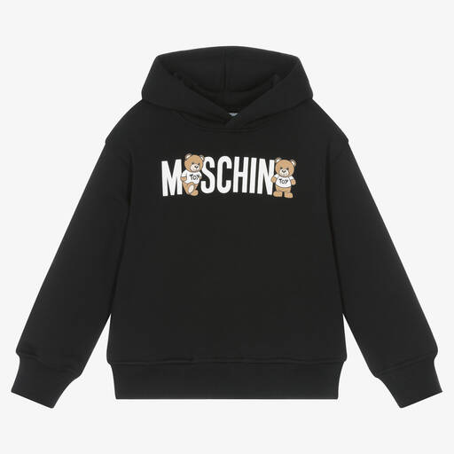 Moschino Kid-Teen-توب هودي بطبعة تيدي بير قطن لون أسود | Childrensalon Outlet