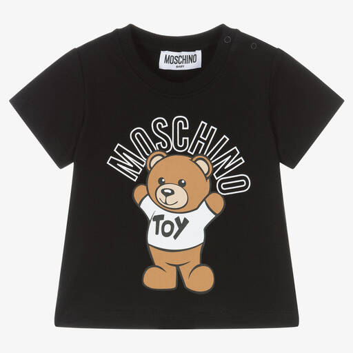 Moschino Baby-Black Cotton Teddy T-Shirt | Childrensalon Outlet