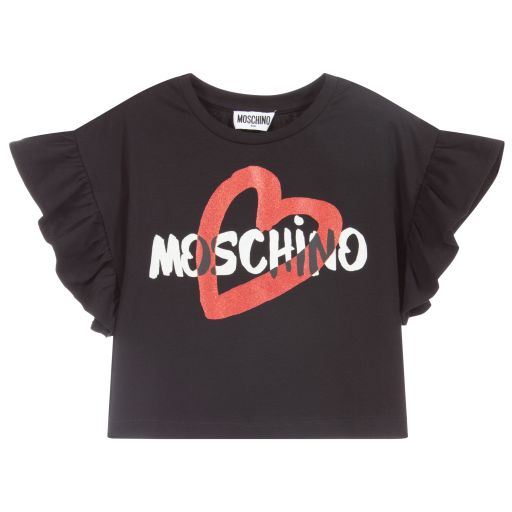 Moschino Kid-Teen-T-shirt court noir à logo | Childrensalon Outlet