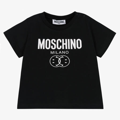 Moschino Baby-Black Double Smiley Baby T-Shirt | Childrensalon Outlet