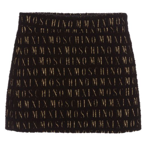 Moschino Kid-Teen-Black & Gold Wool Skirt | Childrensalon Outlet