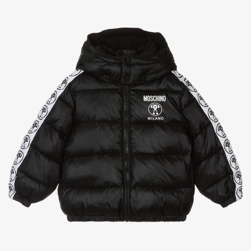 Moschino Baby-Black Hooded Logo Puffer Jacket | Childrensalon Outlet