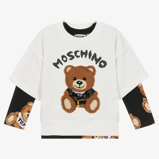 Moschino Kid-Teen-Black & Ivory 2-in-1 Cotton Top | Childrensalon Outlet