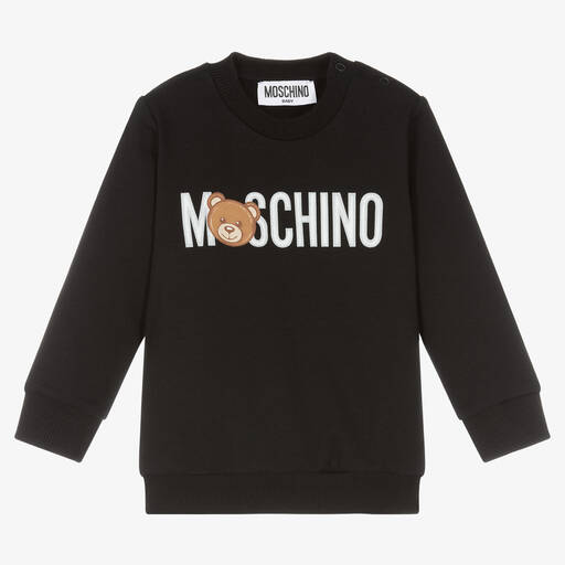 Moschino Baby-سويتشيرت قطن جيرسي لون أسود للأطفال | Childrensalon Outlet
