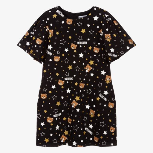 Moschino Kid-Teen-فستان قطن جيرسي لون أسود | Childrensalon Outlet