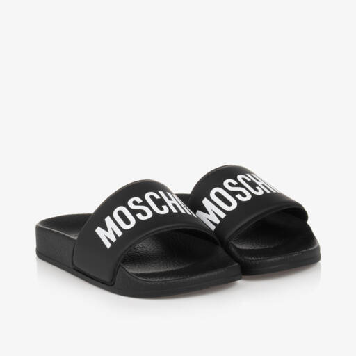 Moschino Kid-Teen-Black & White Sliders | Childrensalon Outlet